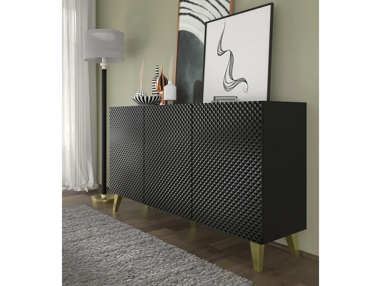 Buffet RAVENNA PC SB150 3D 150x42x87 Noir