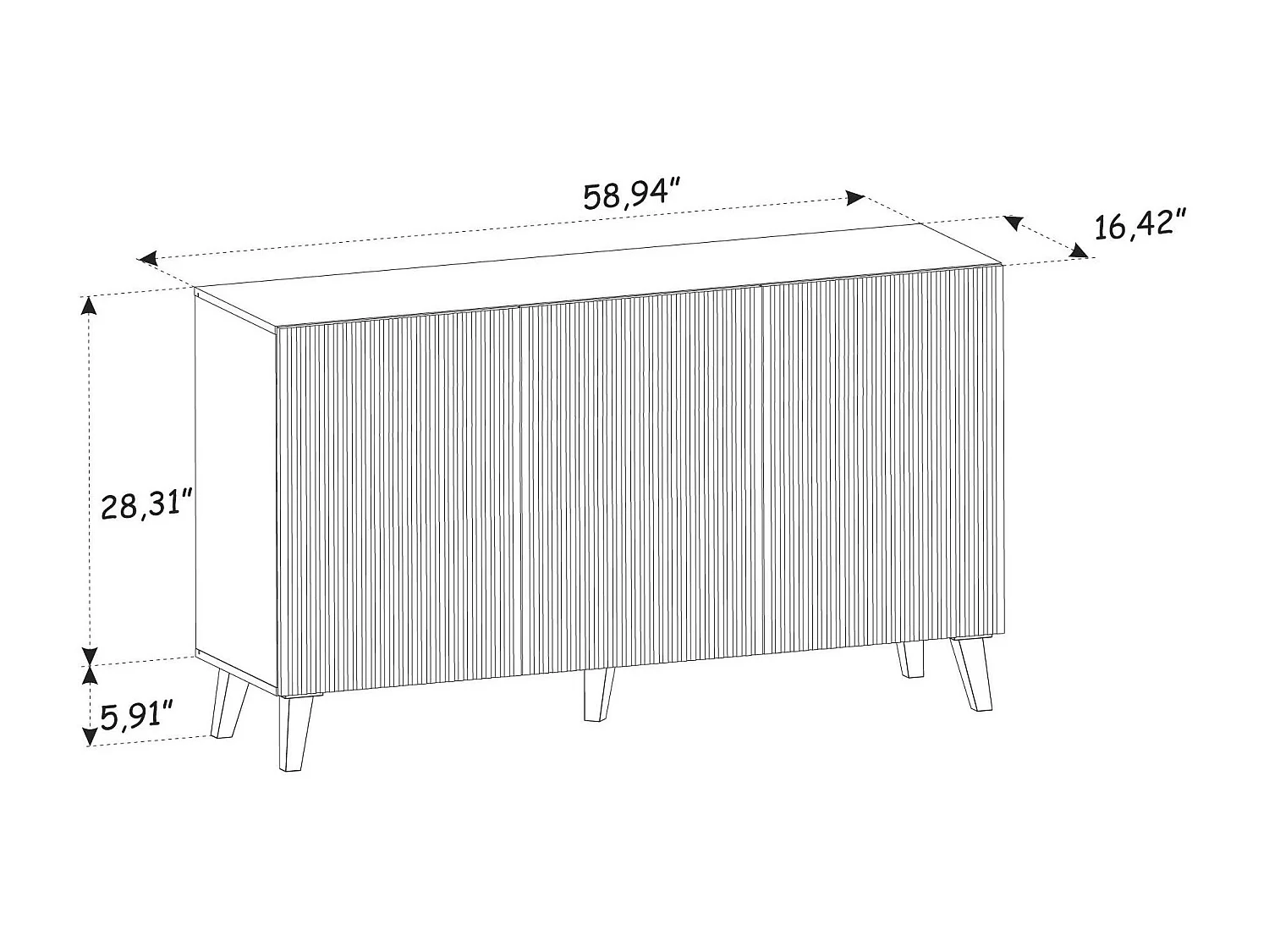 Buffet RAVENNA PC SB150 3D 150x42x87 Noir