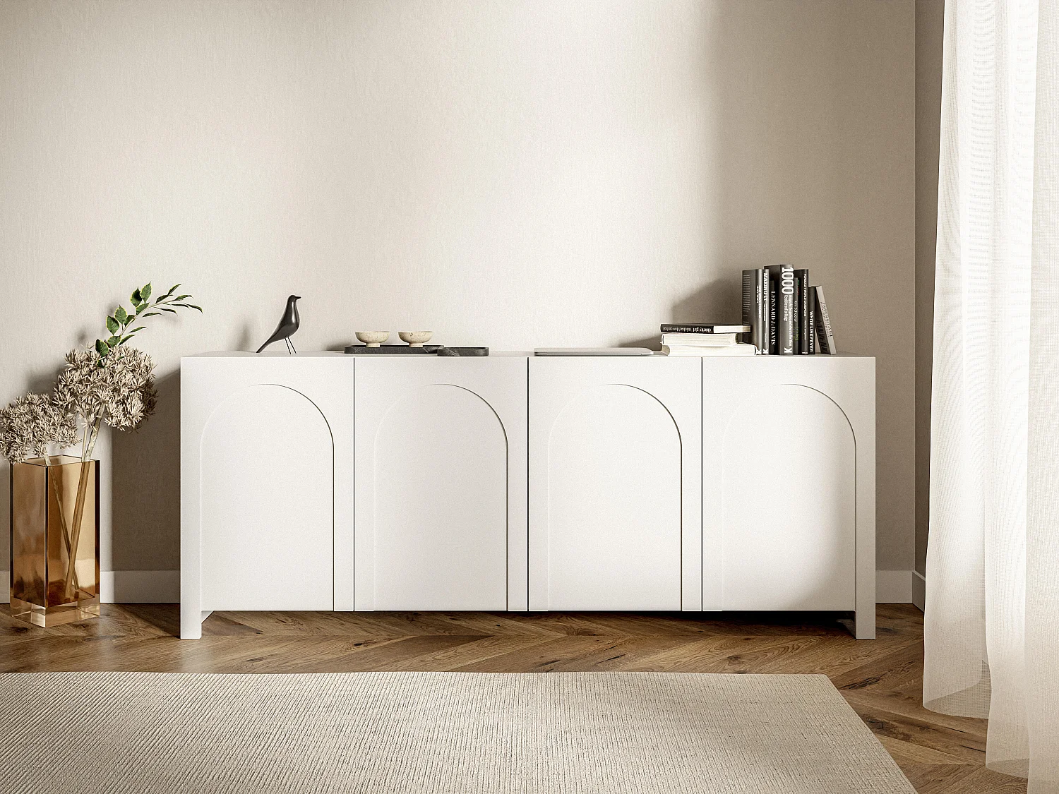 Buffet ARCO SB204 4D 204x35x83 Blanc