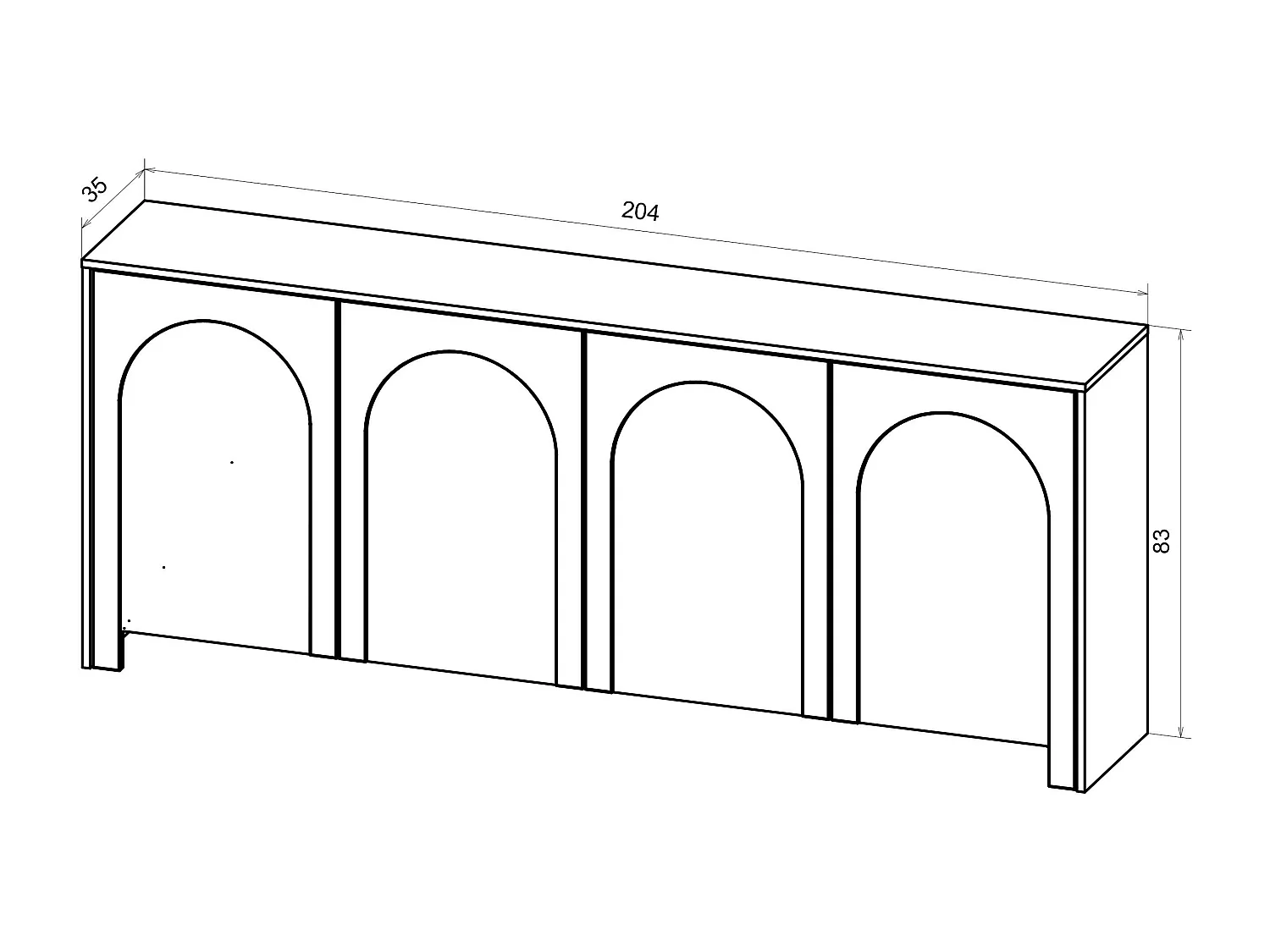 Buffet ARCO SB204 4D 204x35x83 Blanc