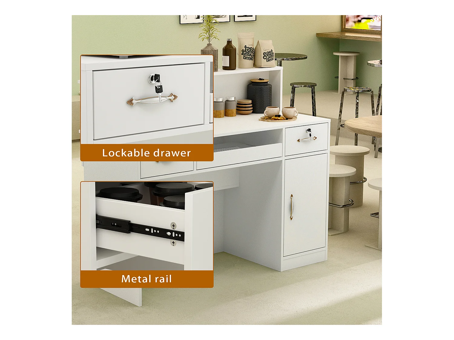 Comptoir d'accueil Comptoir de réception 100x120x50cm Blanc