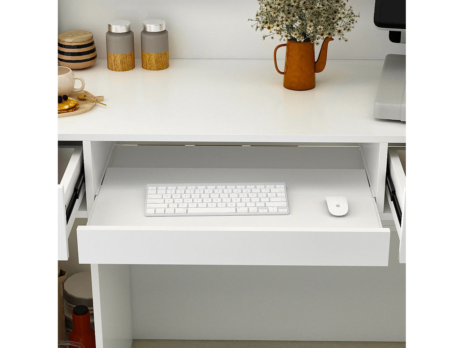 Comptoir d'accueil Comptoir de réception 100x120x50cm Blanc