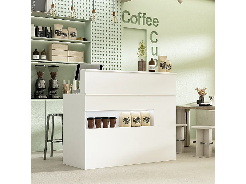 Comptoir d'accueil Comptoir de réception 100x120x50cm Blanc