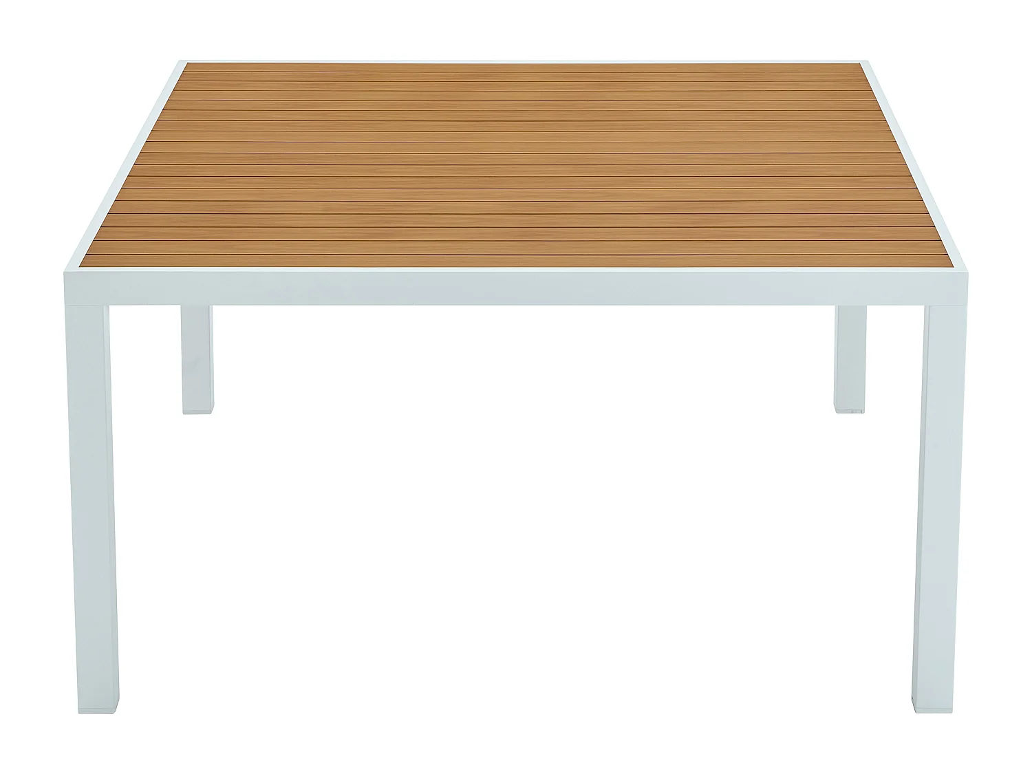 Table à manger de jardin carrée en aluminium L.140 cm - Naturel clair et blanc - MACILA de MYLIA