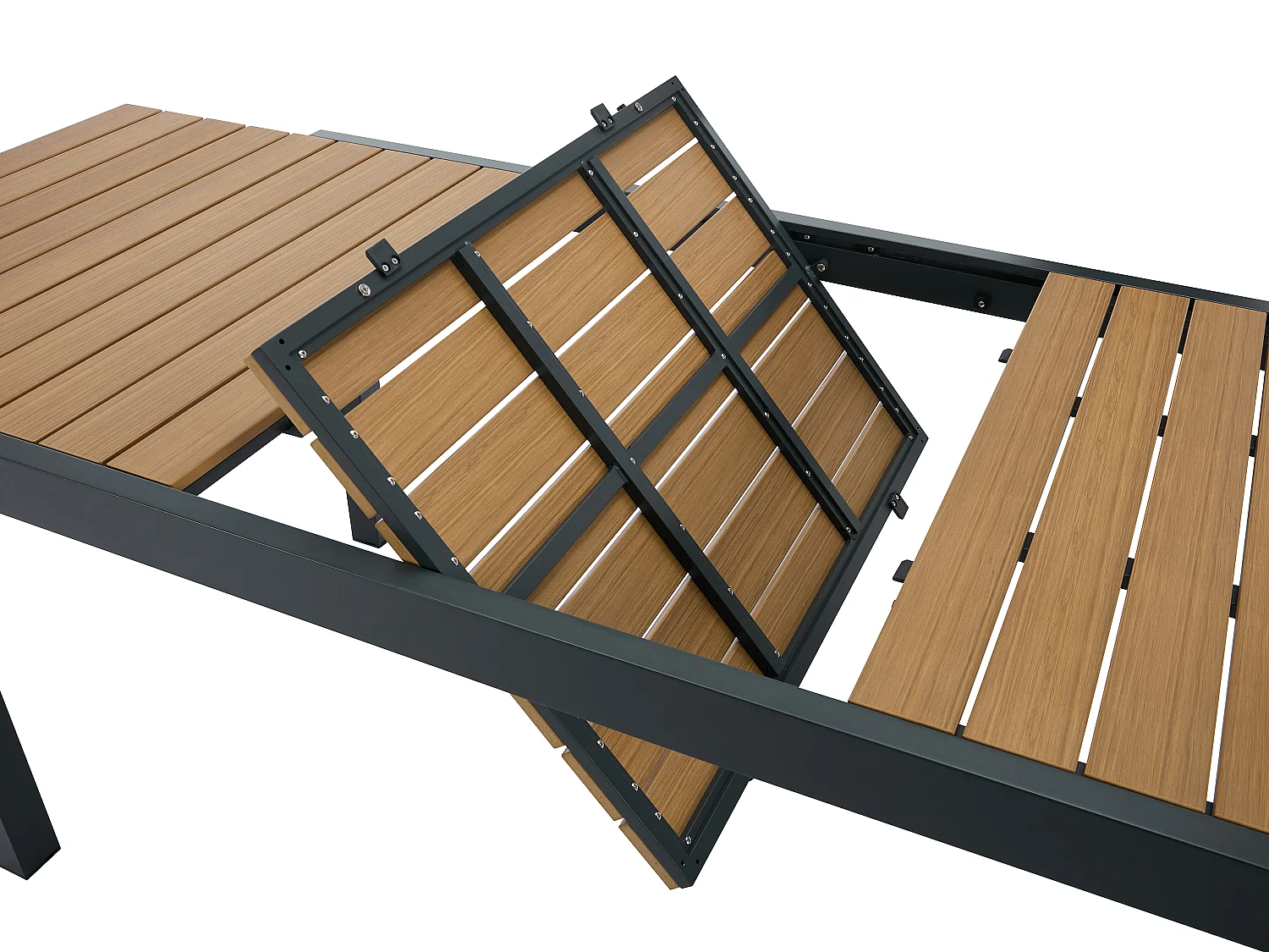 Garten-Esstisch ausziehbar - Aluminium & Polywood - 170/230 cm - Holzfarben hell & Anthrazit - MACILA von MYLIA