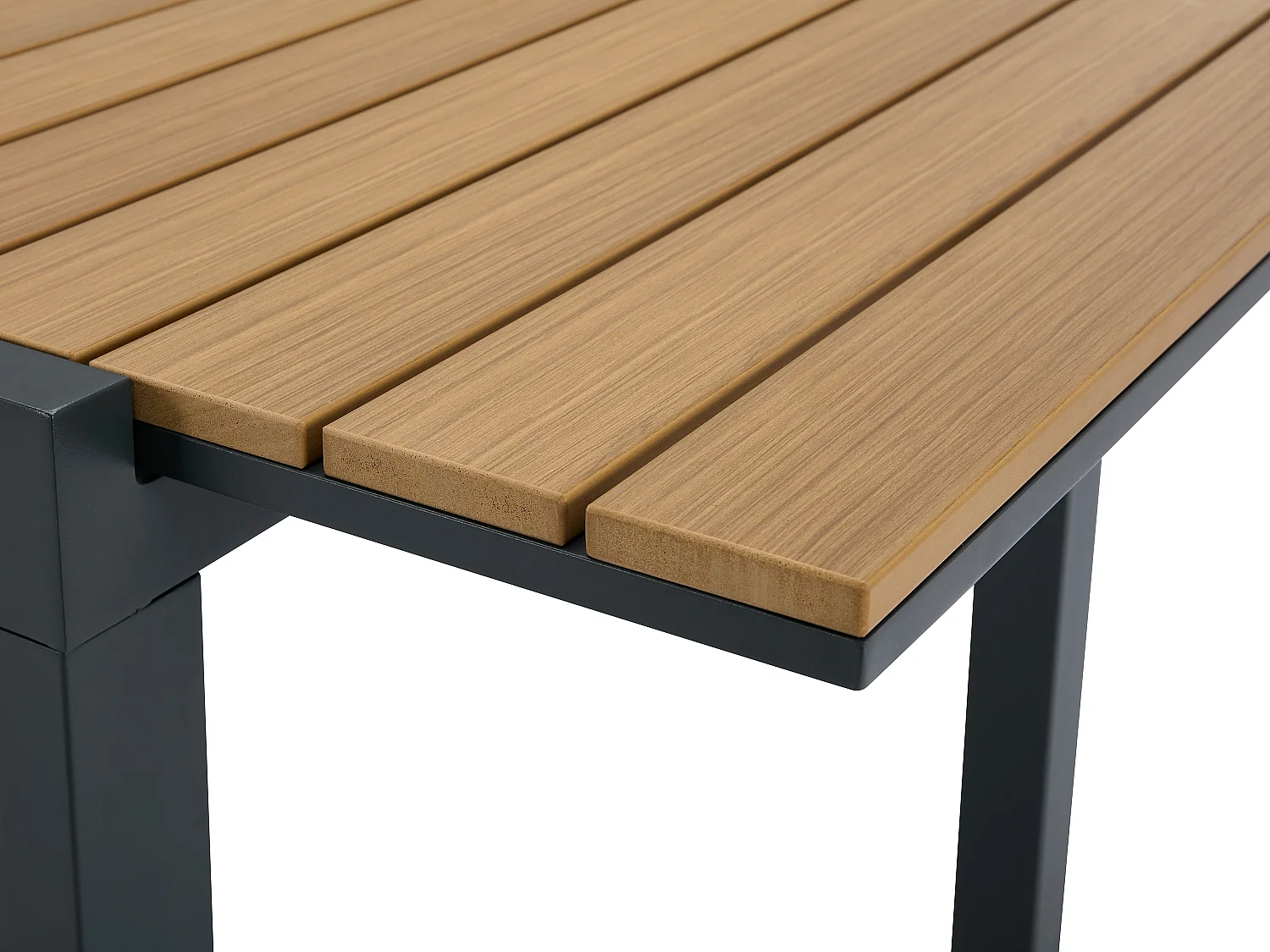 Garten-Esstisch ausziehbar - Aluminium & Polywood - 170/230 cm - Holzfarben hell & Anthrazit - MACILA von MYLIA