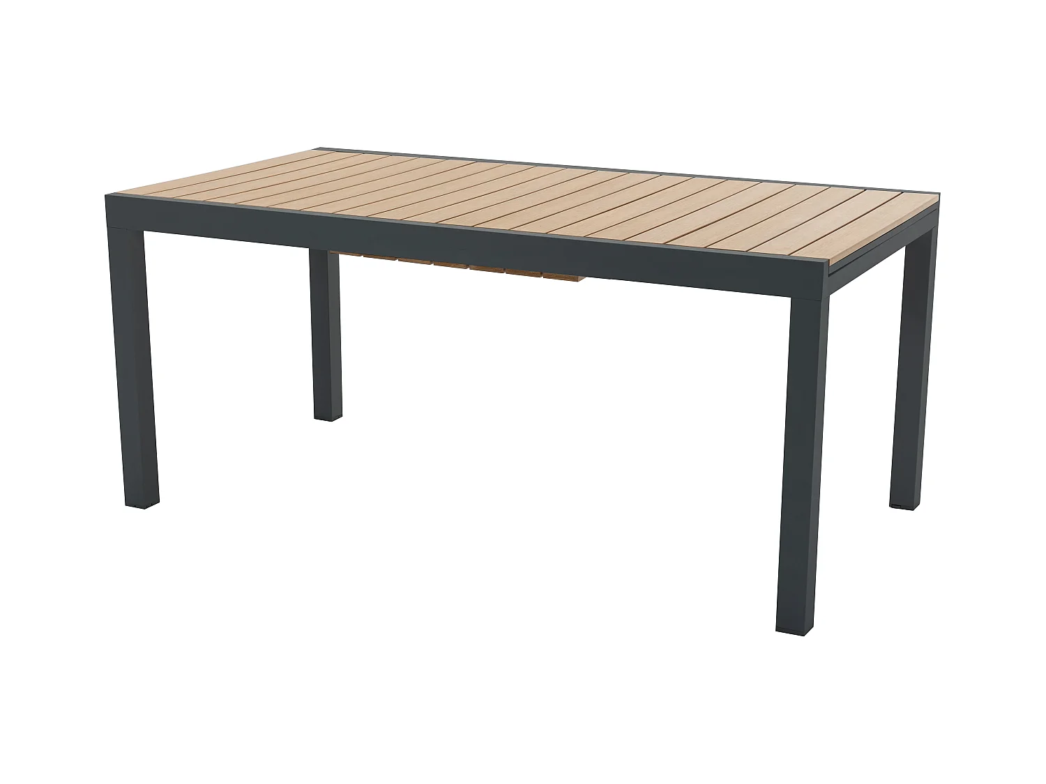 Table à manger de jardin extensible en aluminium et polywood L.170/230 cm - Naturel clair et anthracite - MACILA de MYLIA