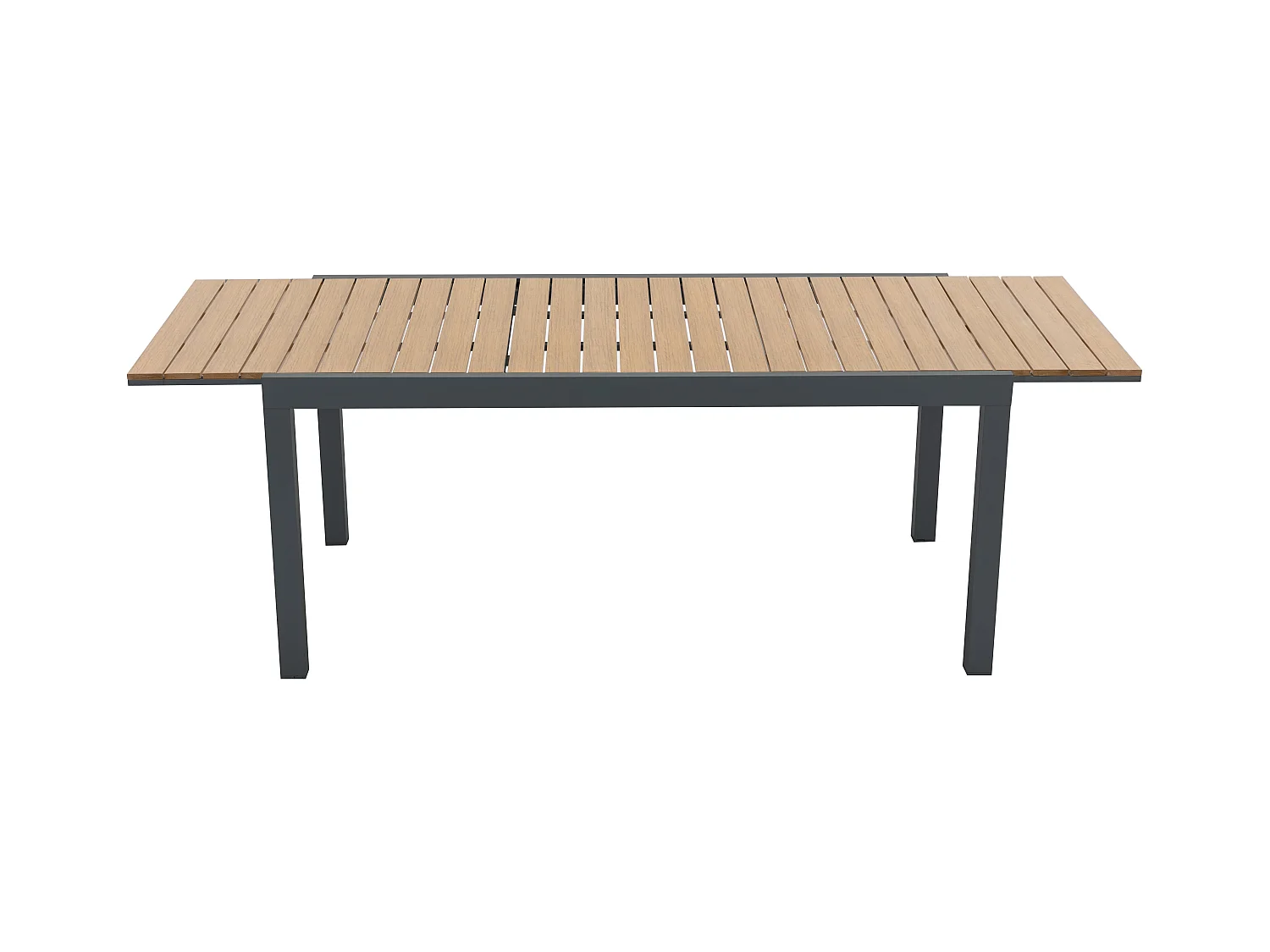 Verlengbare tuineettafel van aluminium en polywood L170/230 cm - Licht naturel en antraciet - MACILA van MYLIA