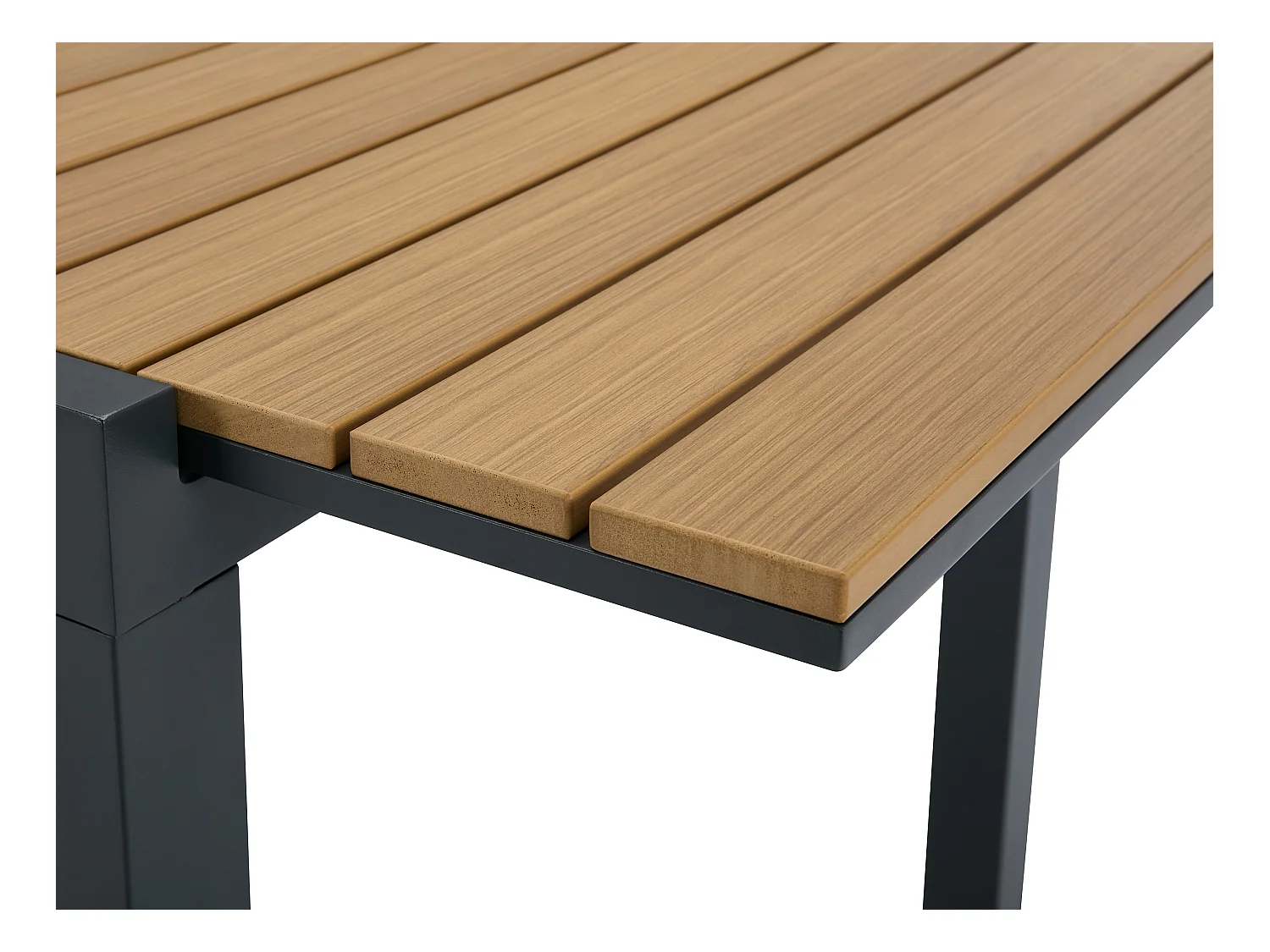 Verlengbare tuineettafel van aluminium en polywood L170/230 cm - Licht naturel en antraciet - MACILA van MYLIA