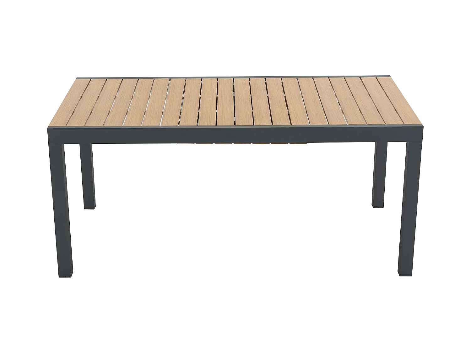 Verlengbare tuineettafel van aluminium en polywood L170/230 cm - Licht naturel en antraciet - MACILA van MYLIA