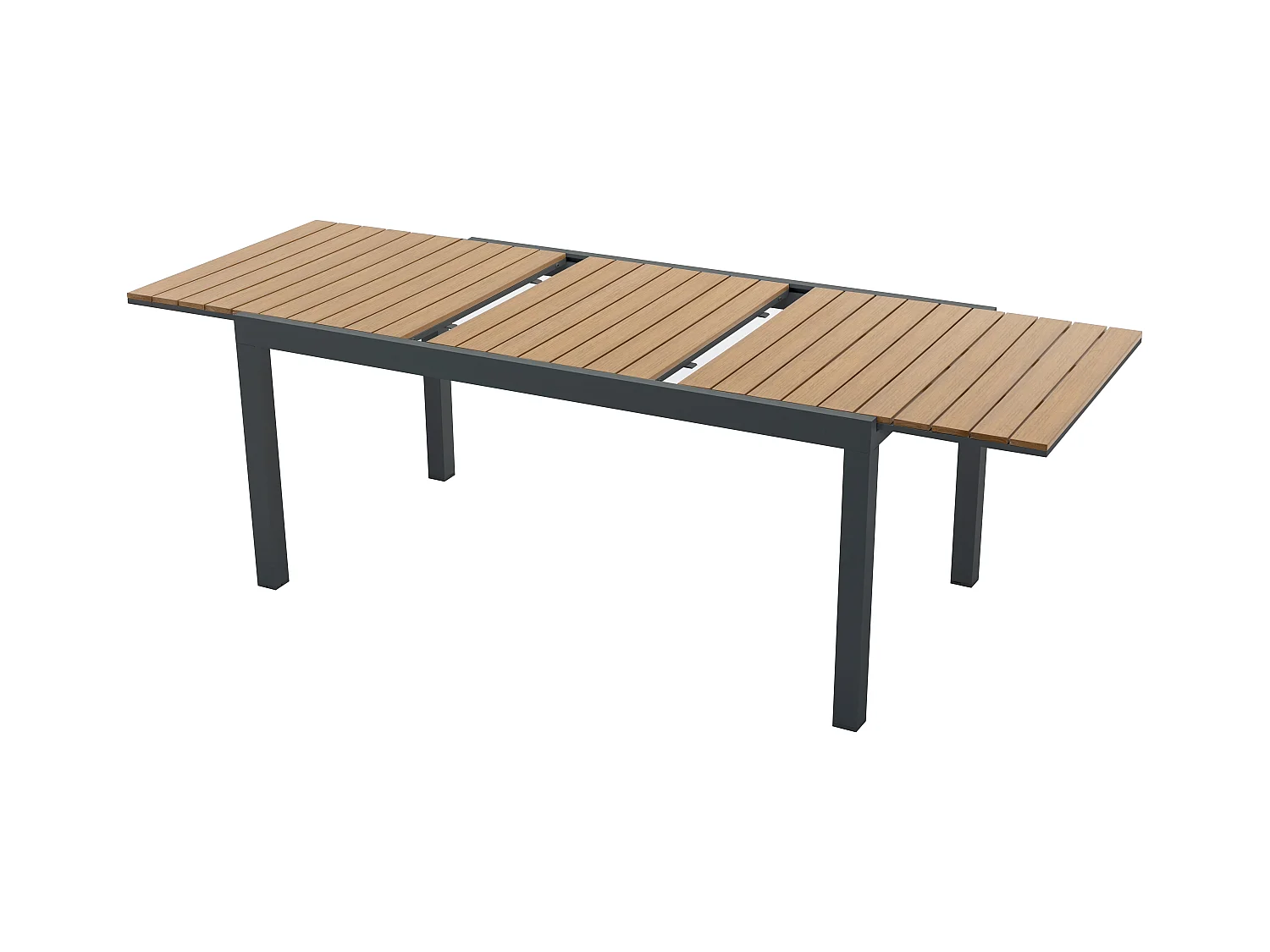 Verlengbare tuineettafel van aluminium en polywood L170/230 cm - Licht naturel en antraciet - MACILA van MYLIA