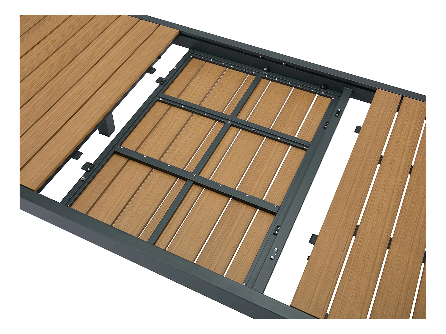 Verlengbare tuineettafel van aluminium en polywood L170/230 cm - Licht naturel en antraciet - MACILA van MYLIA