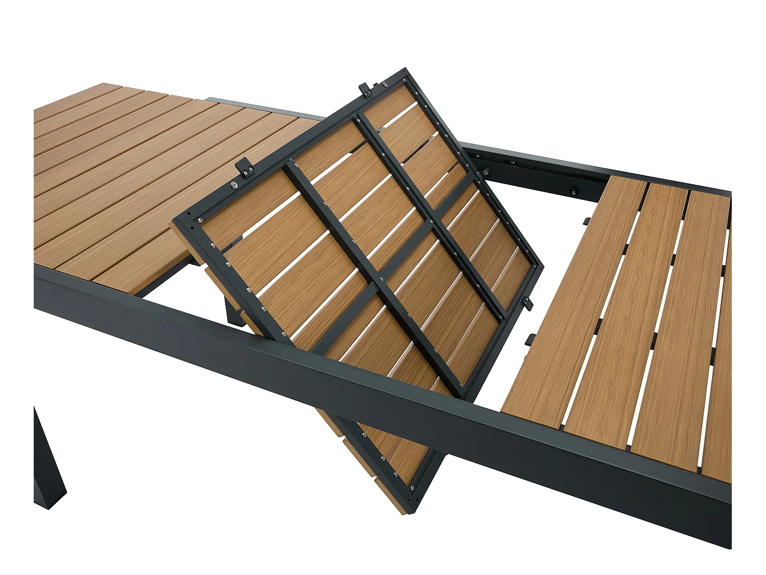 Verlengbare tuineettafel van aluminium en polywood L170/230 cm - Licht naturel en antraciet - MACILA van MYLIA