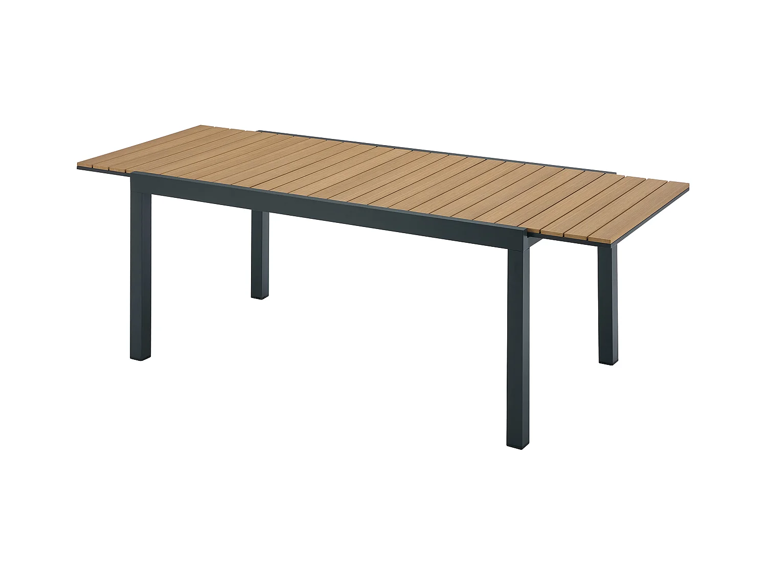 Verlengbare tuineettafel van aluminium en polywood L170/230 cm - Licht naturel en antraciet - MACILA van MYLIA