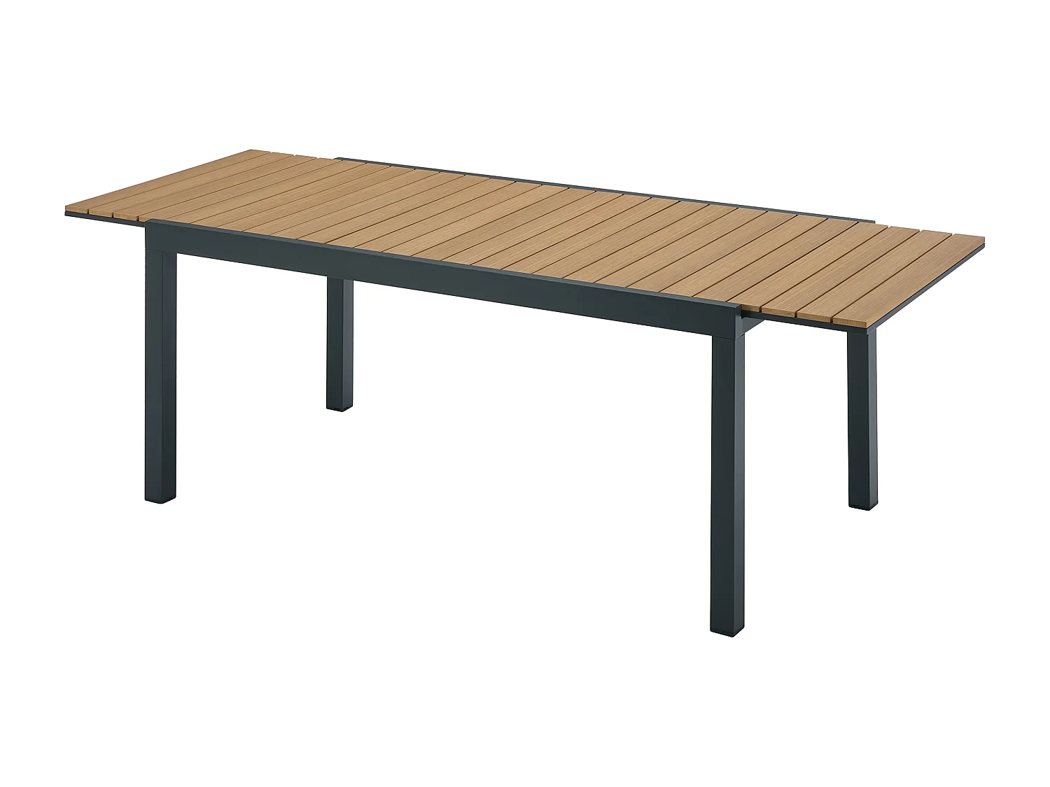 Garten-Esstisch ausziehbar - Aluminium & Polywood - 170/230 cm - Holzfarben hell & Anthrazit - MACILA von MYLIA