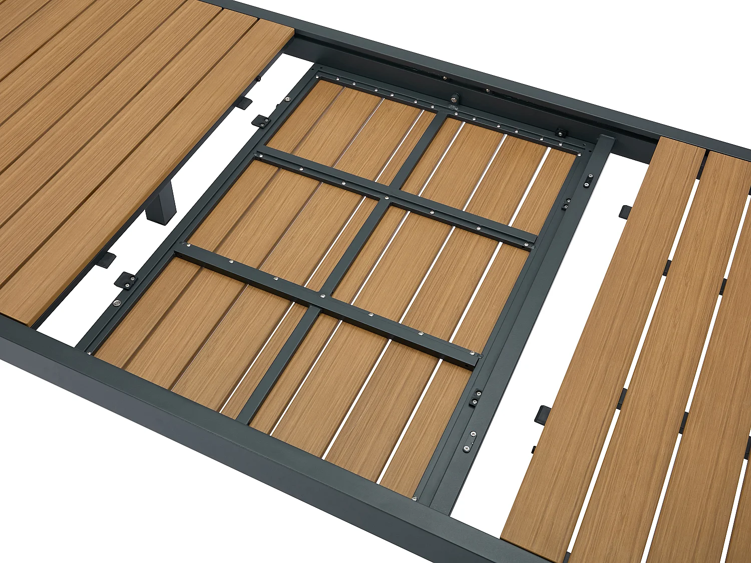 Garten-Esstisch ausziehbar - Aluminium & Polywood - 170/230 cm - Holzfarben hell & Anthrazit - MACILA von MYLIA