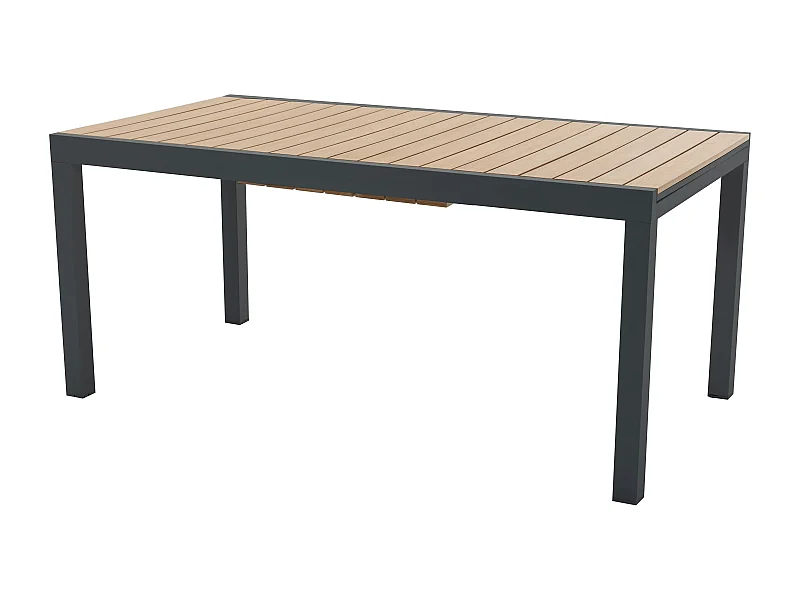Table à manger de jardin extensible en aluminium et polywood L.170/230 cm - Naturel clair et anthracite - MACILA de MYLIA
