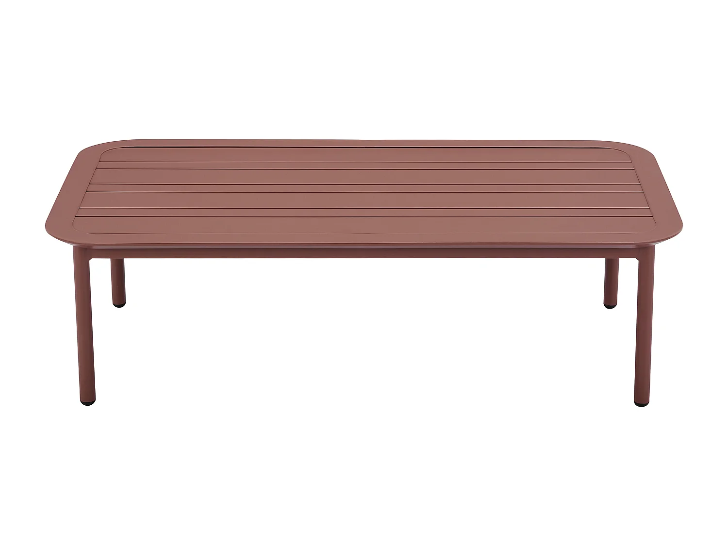 Salon de jardin modulable en aluminium : 1 canapé d'angle relevable + 1 table basse - Terracotta et coussins beige - LASTON de MYLIA