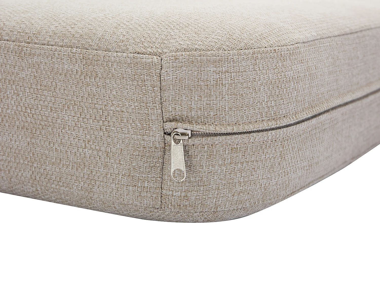 Salon de jardin modulable en aluminium : 1 canapé d'angle relevable + 1 table basse - Terracotta et coussins beige - LASTON de MYLIA