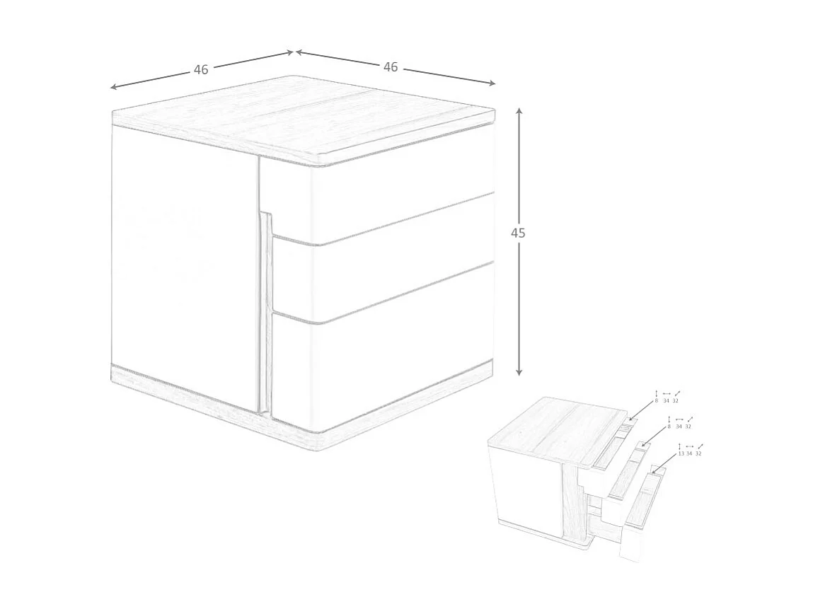 Comodino in legno grigio e noce 7166 ANGEL CERDA