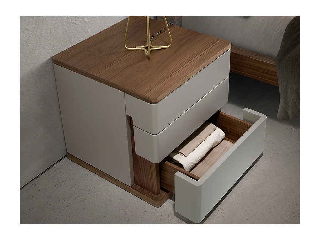 Comodino in legno grigio e noce 7166 ANGEL CERDA