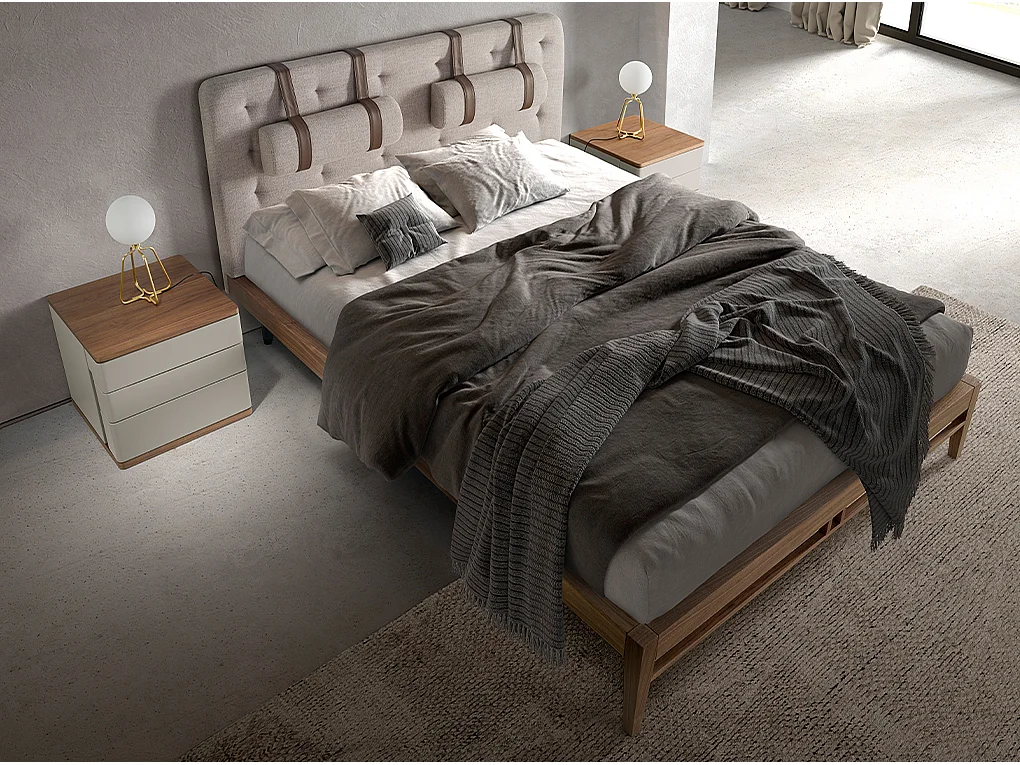 Comodino in legno grigio e noce 7166 ANGEL CERDA