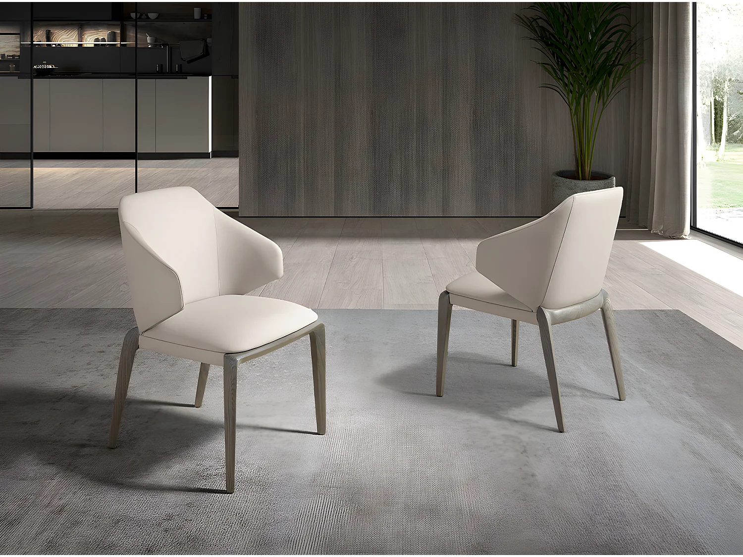 Cremefarbener Kunstlederstuhl 5123 ANGEL CERDA