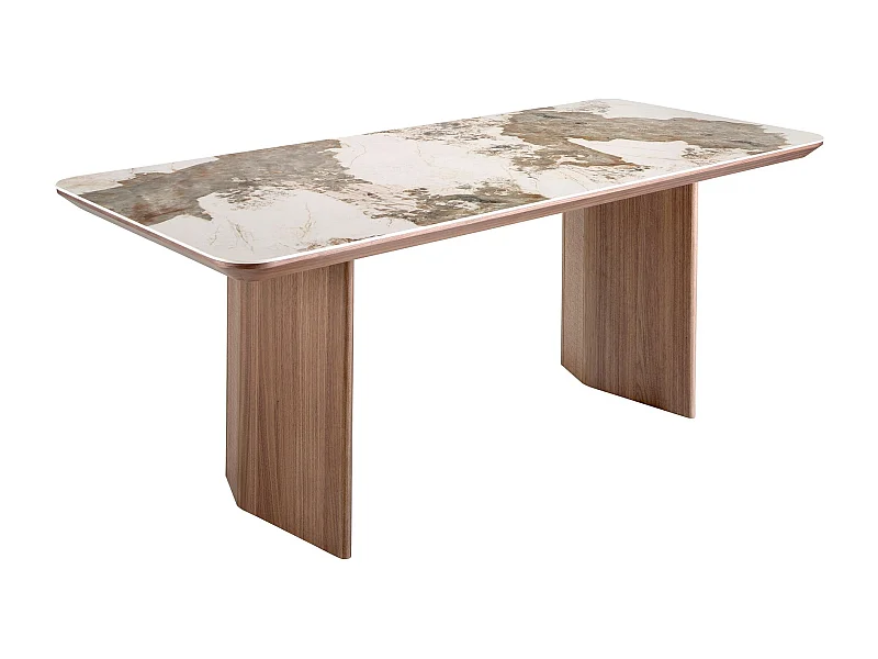 Tavolo da pranzo rettangolare marmo porcellanato e noce   1129 ANGEL CERDA