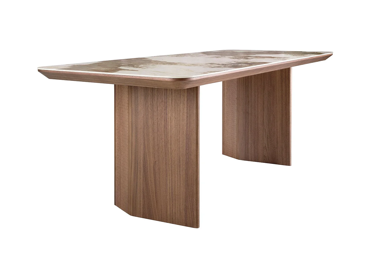 Tavolo da pranzo rettangolare marmo porcellanato e noce   1129 ANGEL CERDA