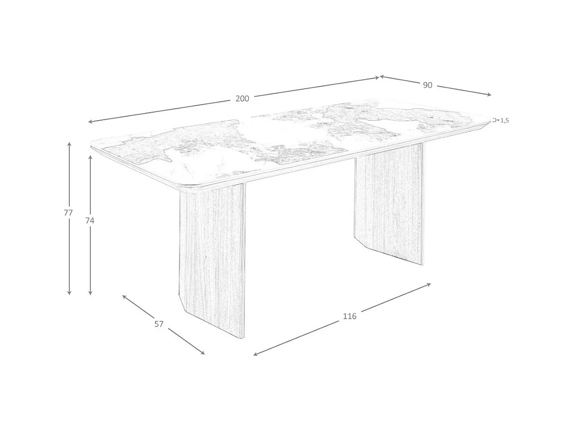 Tavolo da pranzo rettangolare marmo porcellanato e noce   1129 ANGEL CERDA