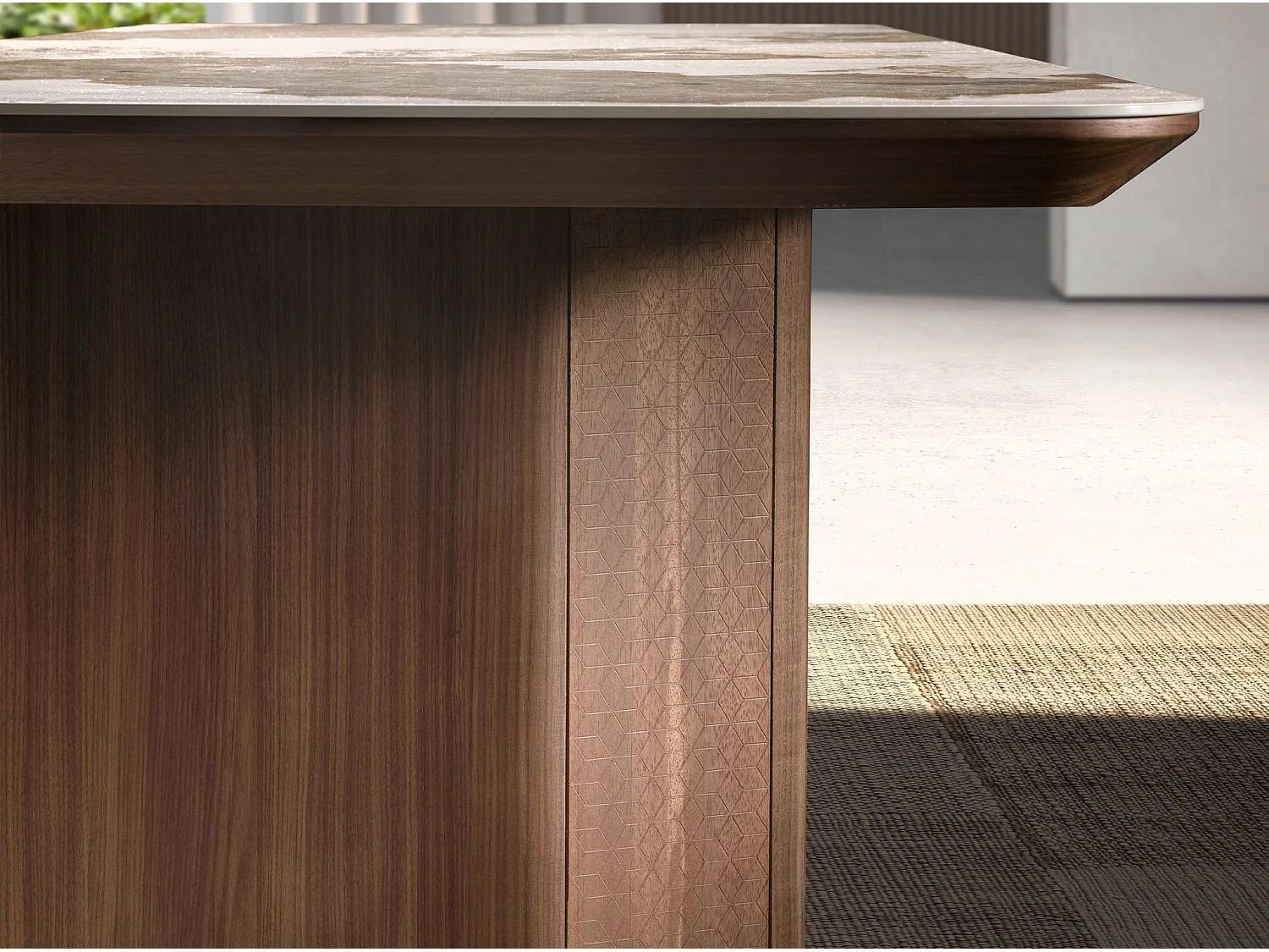 Stół do jadalni prostokątny marmur porcelanowy i orzech włoski 1129 ANGEL CERDA