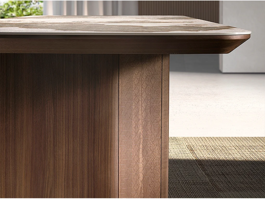 Stół do jadalni prostokątny marmur porcelanowy i orzech włoski 1129 ANGEL CERDA