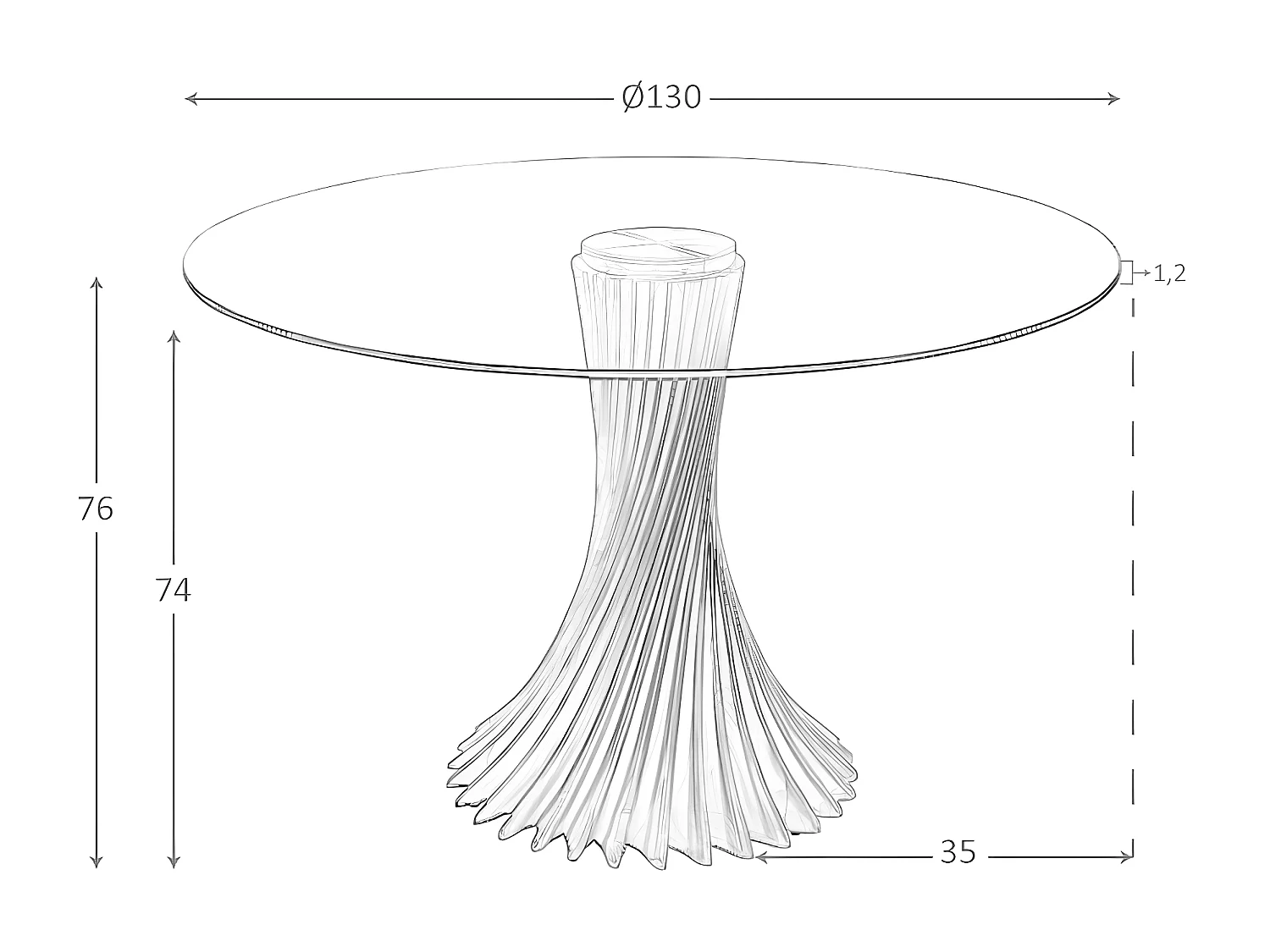 Esstisch runde gehärtetes Glas aus walnussfarbenes Holz  1127 ANGEL CERDA
