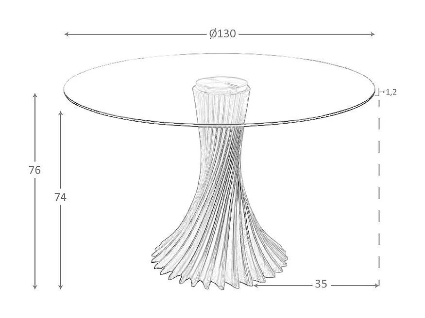 Table à manger ronde verre trempé et noyer 1127 ANGEL CERDA