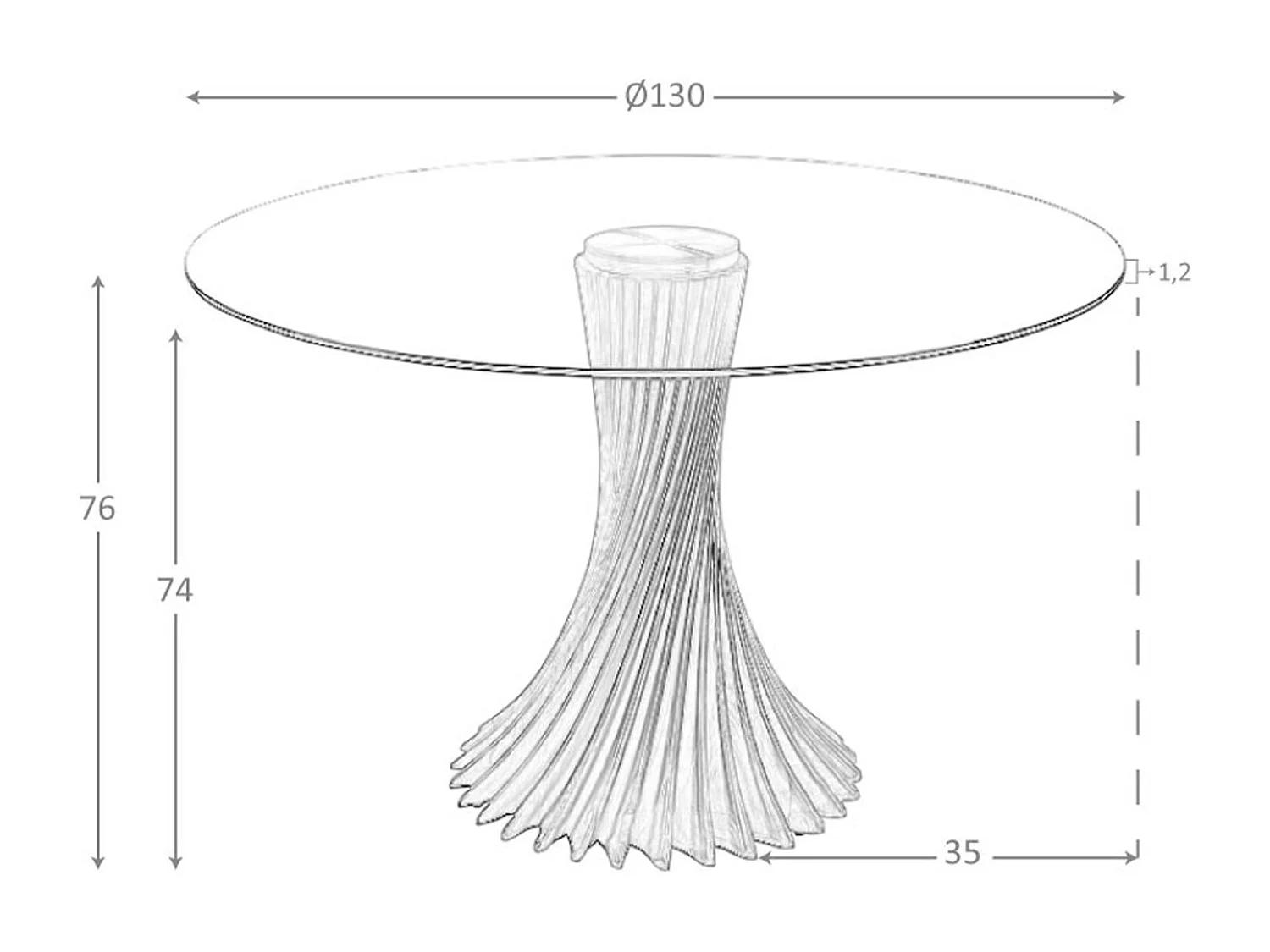 Table à manger ronde verre trempé et noyer 1127 ANGEL CERDA