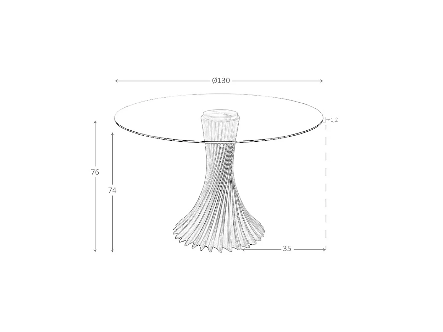Table à manger ronde verre trempé et noyer 1127 ANGEL CERDA