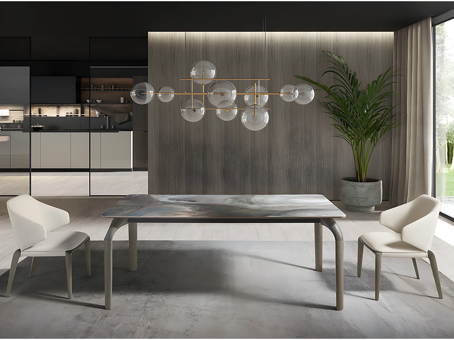 Tavolo da pranzo rettangolare marmo porcellanato e frassino di quercia   1142 ANGEL CERDA