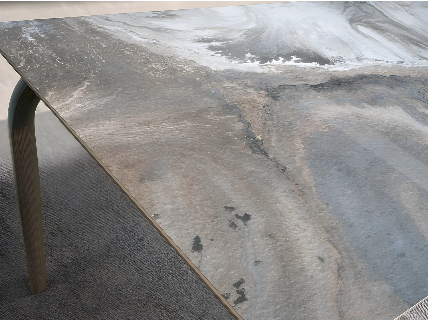 Tavolo da pranzo rettangolare marmo porcellanato e frassino di quercia   1142 ANGEL CERDA