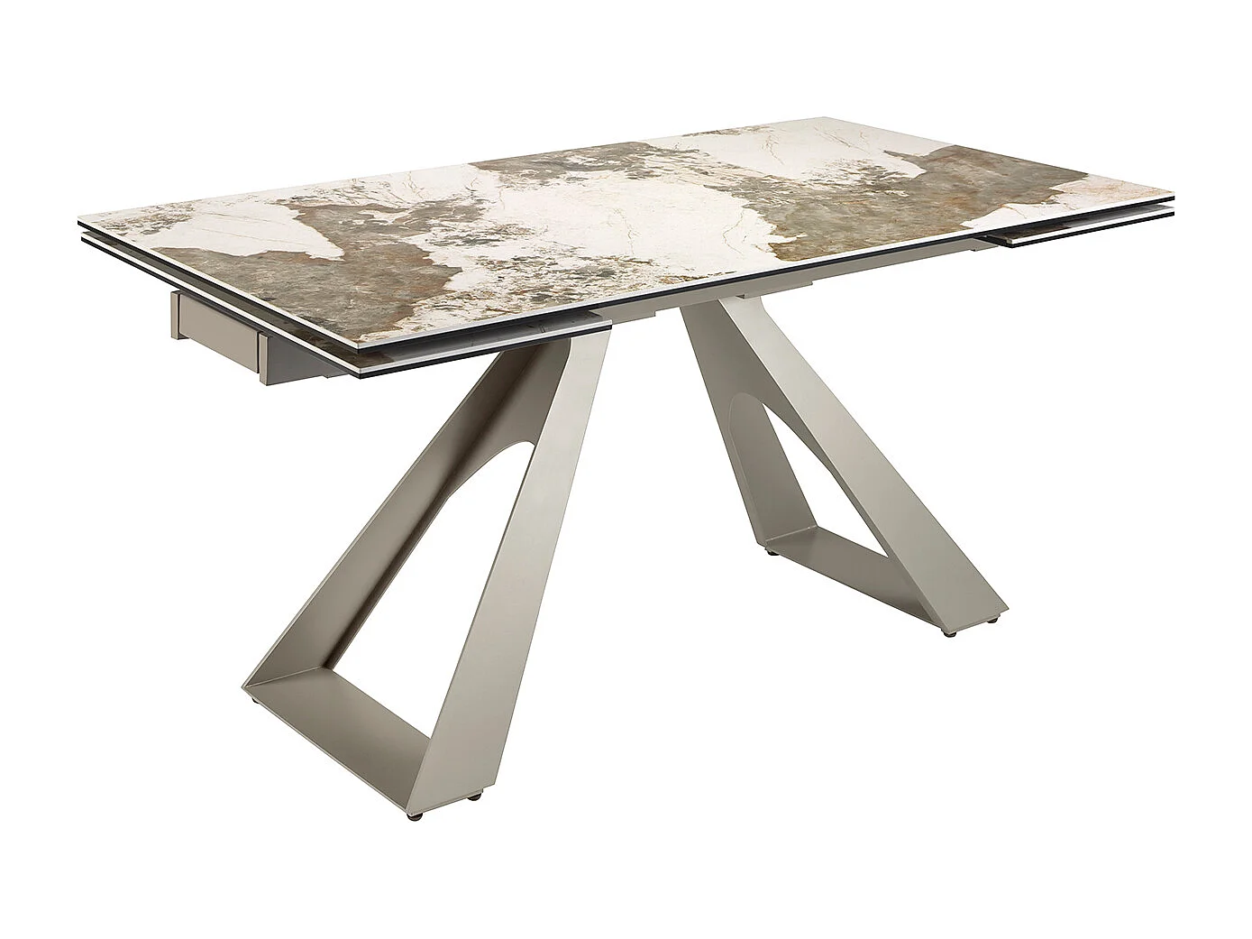 Rechteckiger ausziehbarer Esstisch aus Porzellanmarmor und taupefarbenem Stahl 1117 ANGEL CERDA