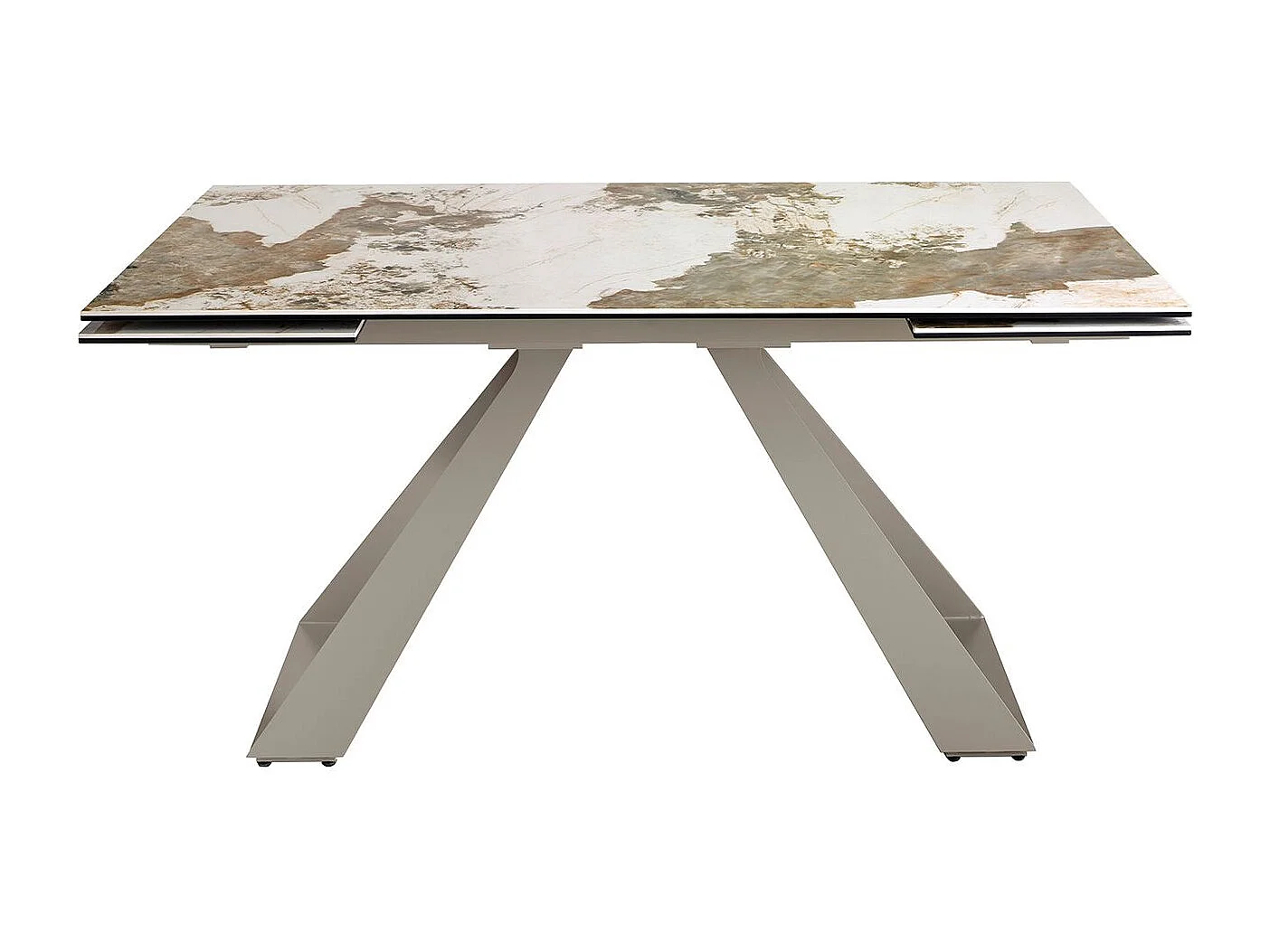 Table de salle à manger rectangulaire à rallonge en marbre porcelaine et acier gris taupe 1117 ANGEL CERDA