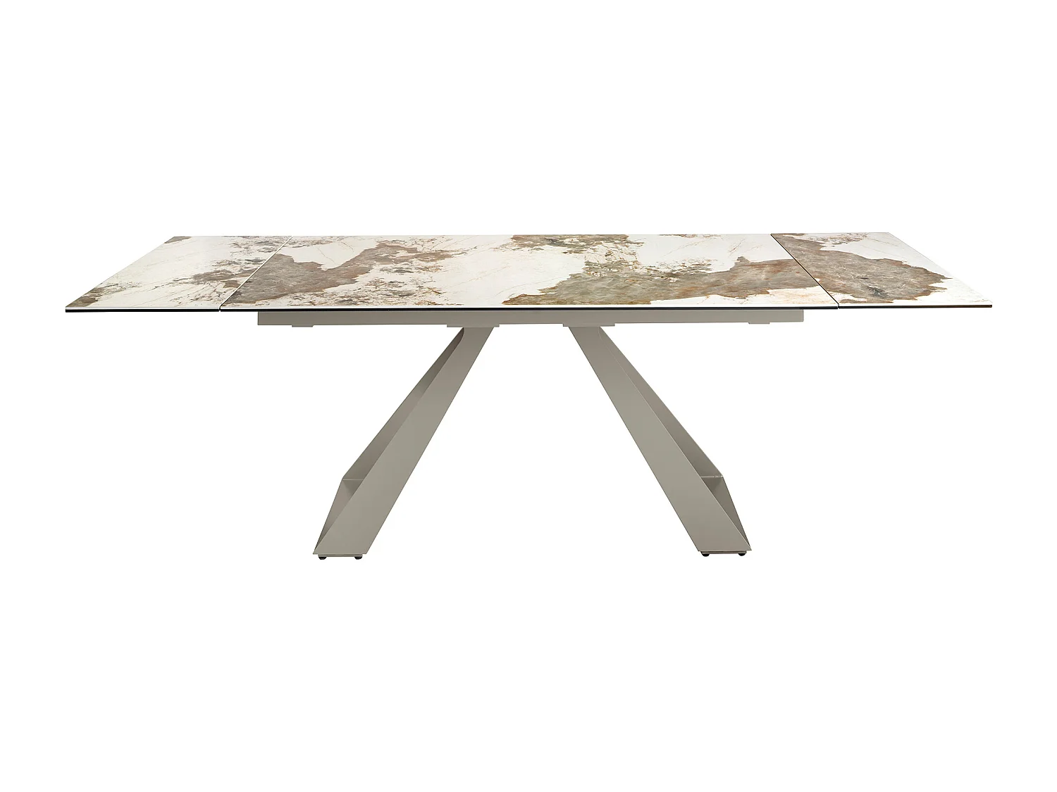 Table de salle à manger rectangulaire à rallonge en marbre porcelaine et acier gris taupe 1117 ANGEL CERDA