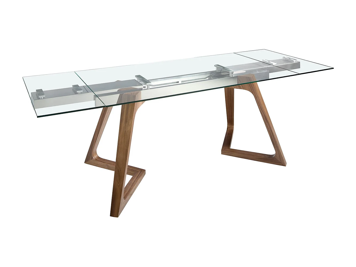 Ausziehbarer Esstisch Rechteckig gehärtetes Glas aus Walnuss 1115 ANGEL CERDA