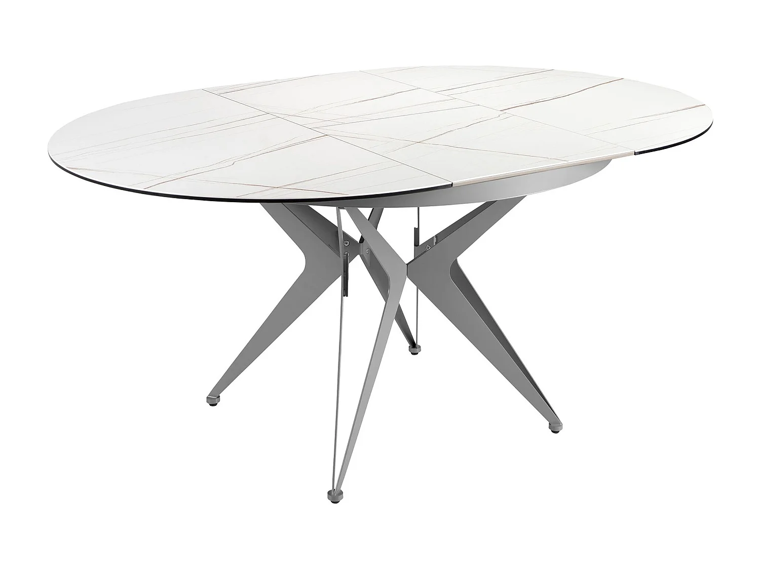 Mesa de jantar redonda extensível em mármore porcelânico e aço cinzento 1119 ANGEL CERDA