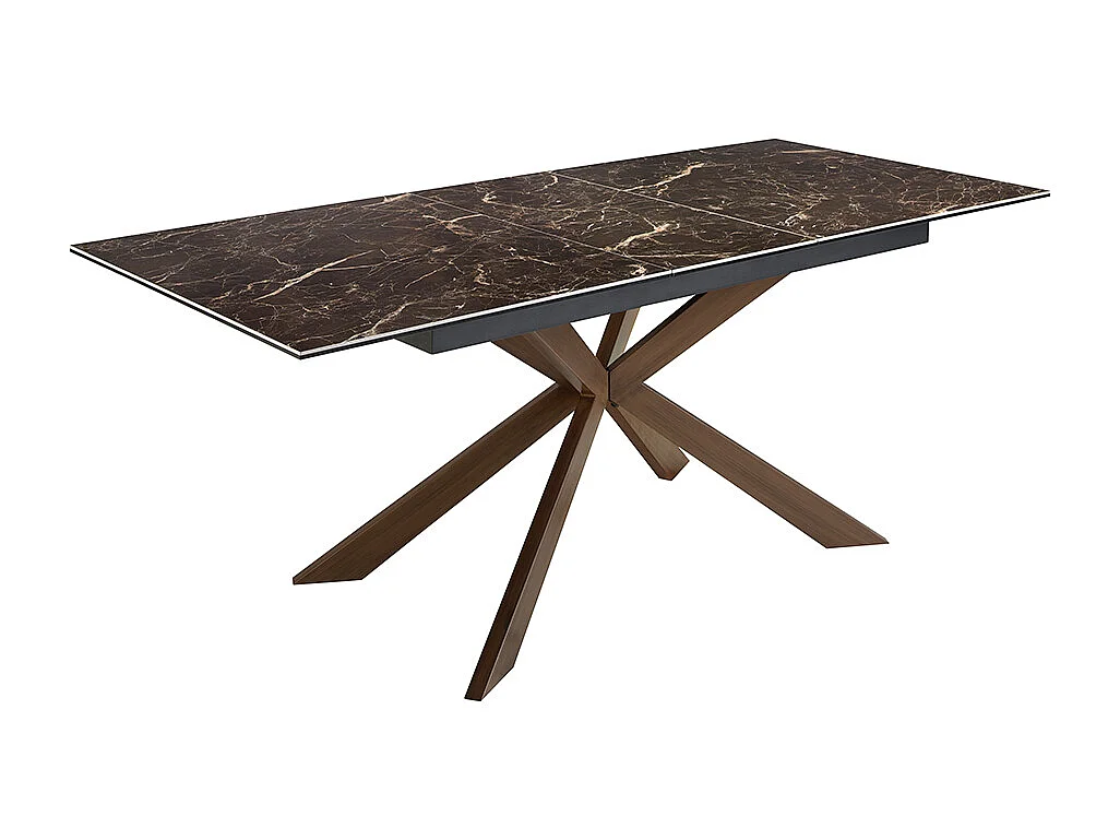 Tavolo da pranzo allungabile rettangolare marmo porcellanato e acciaio effetto noce   1121 ANGEL CERDA