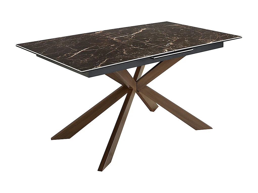 Tavolo da pranzo allungabile rettangolare marmo porcellanato e acciaio effetto noce   1121 ANGEL CERDA