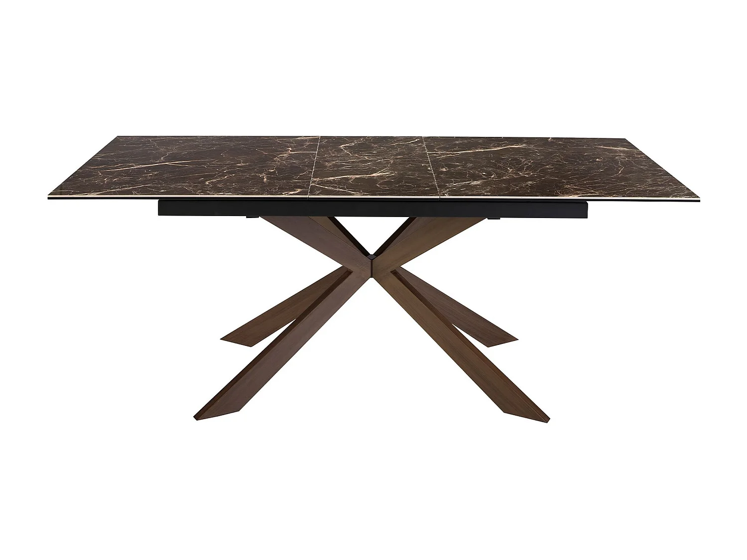 Table à manger à rallonge rectangulaire marbre porcelaine et acier effet noyer 1121 ANGEL CERDA