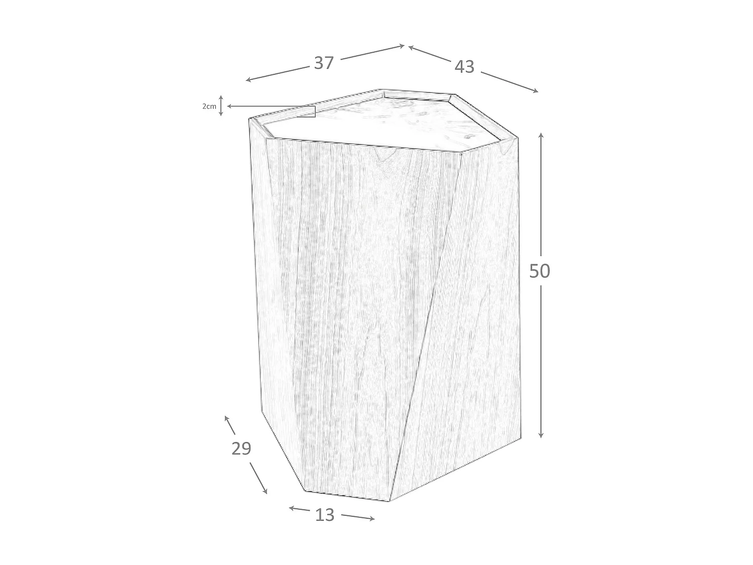 Porseleinen marmeren en notenhouten driehoekige hoektafel