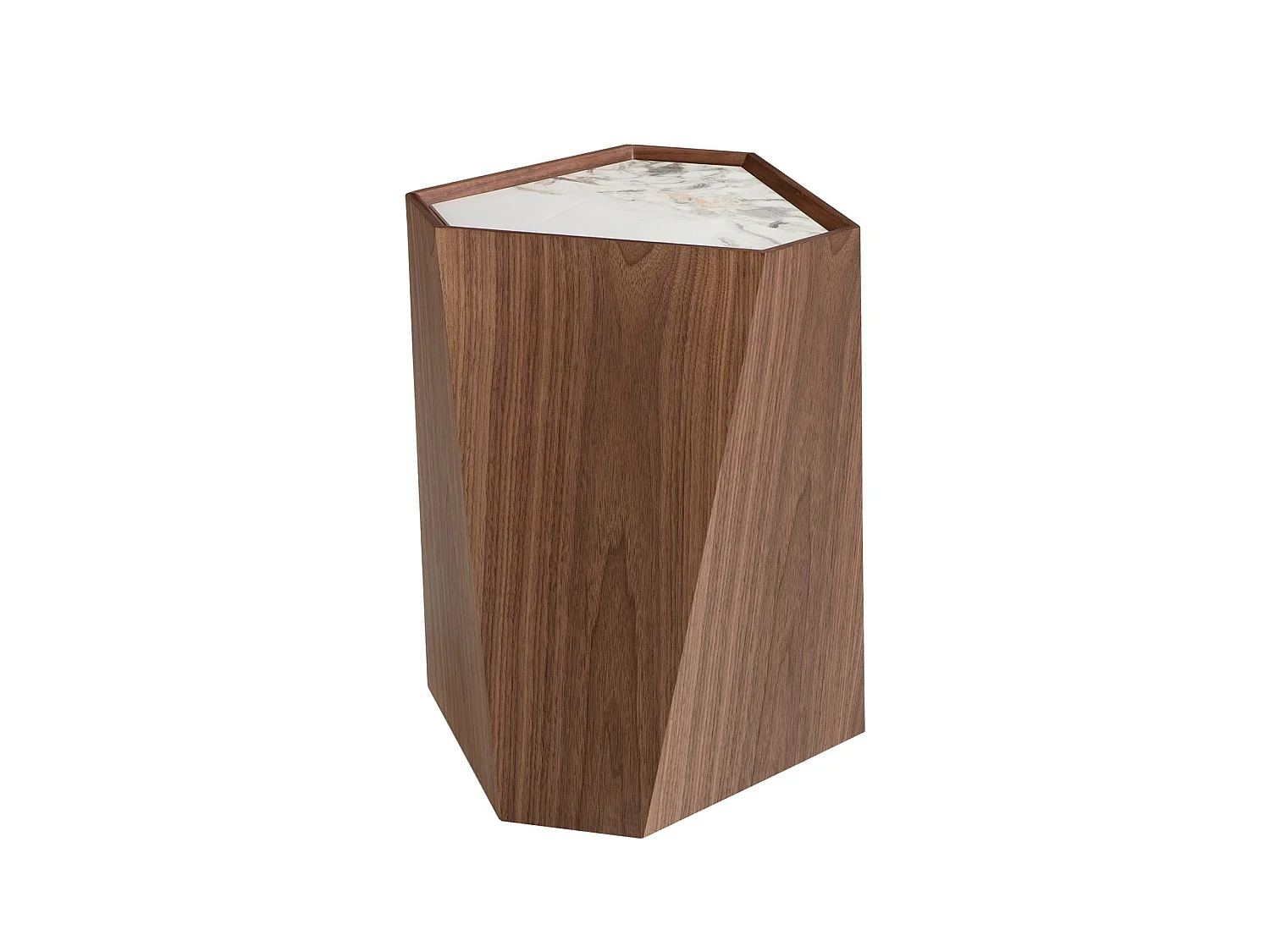 Table d'angle triangulaire en porcelaine, marbre et noyer 2134 ANGEL CERDA
