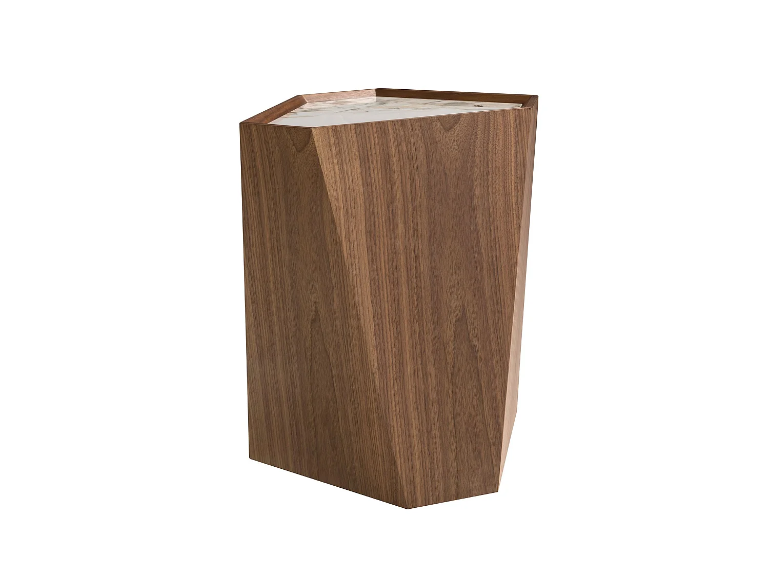 Table d'angle triangulaire en porcelaine, marbre et noyer 2134 ANGEL CERDA