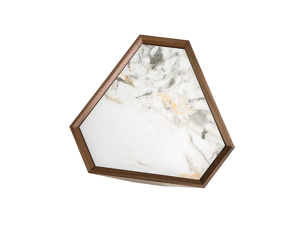 Table d'angle triangulaire en porcelaine, marbre et noyer 2134 ANGEL CERDA